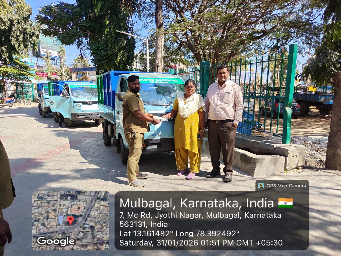 Vehicle handover ceremony with municipal staff